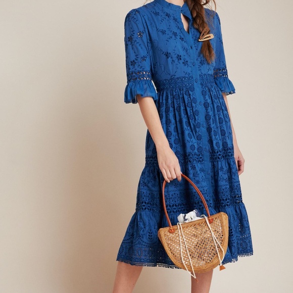 Anthropologie Dresses Anthropologie Robin Tiered Eyelet Midi Dress Poshmark
